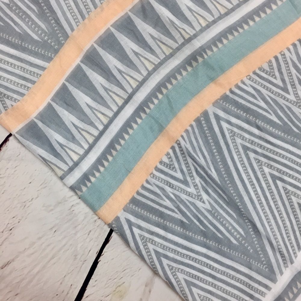 Boho Tribal Geometric Scarf Teal/Peach